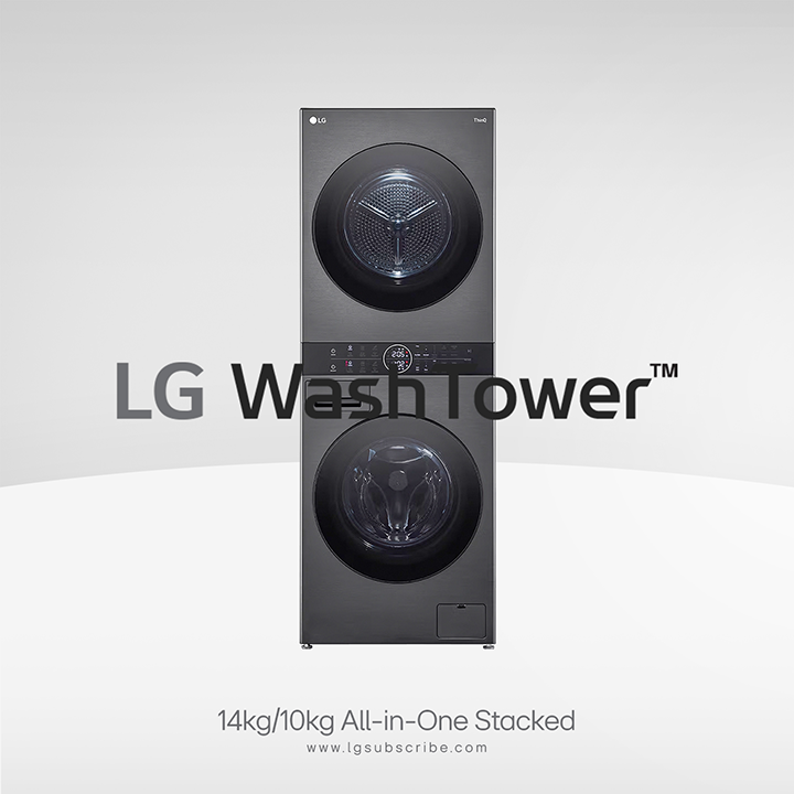 LG WashTower All-in-One Stacked Laundry Machine WT1410NHB